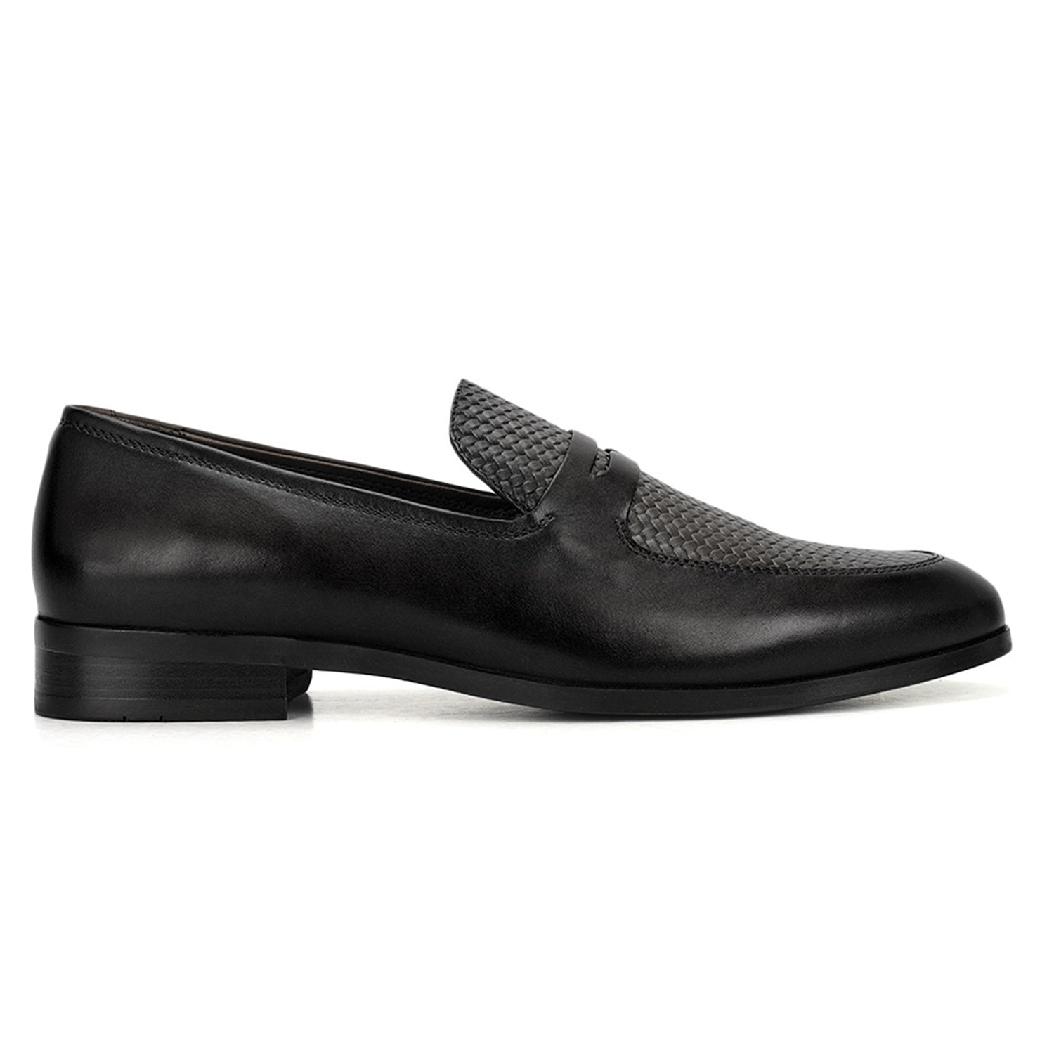 Black Mat Textured Leather Loafers