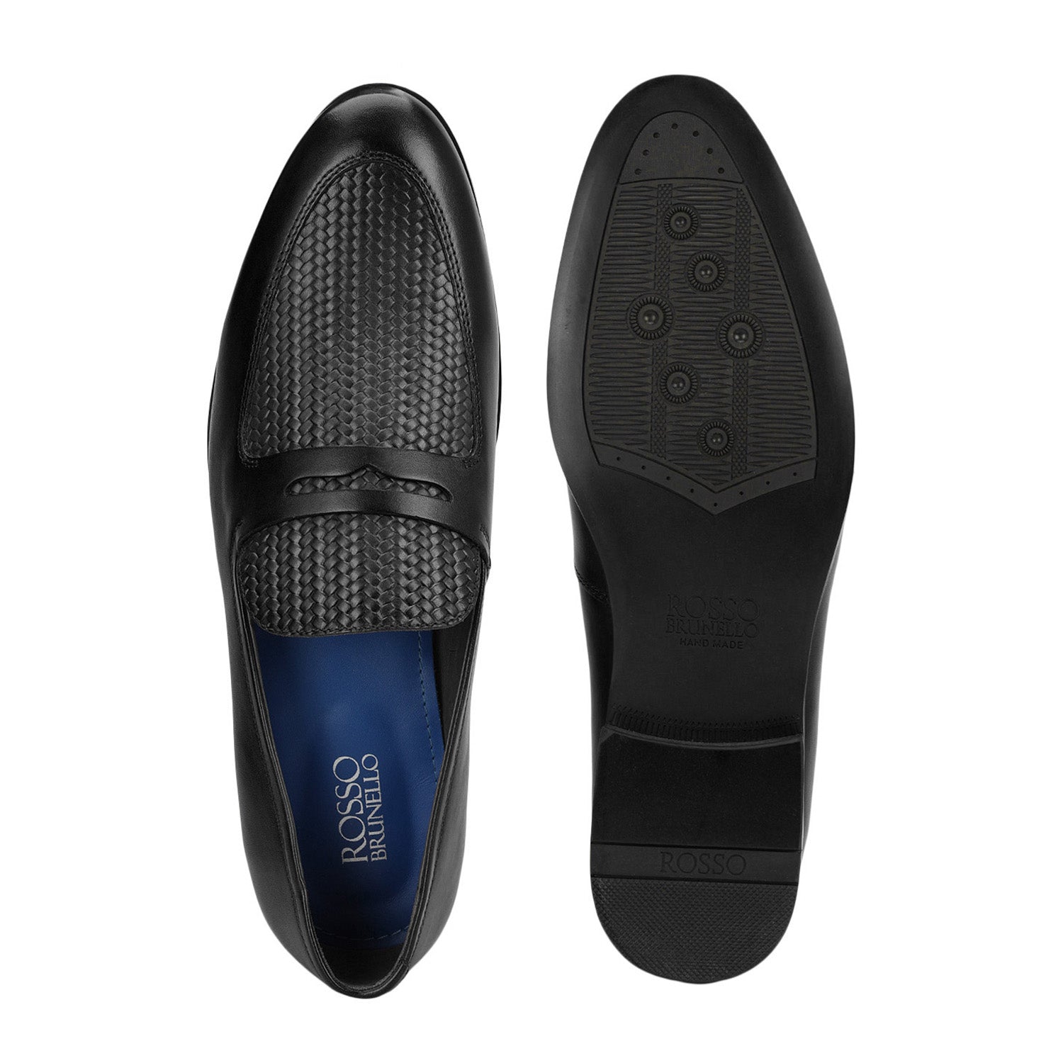 Black Mat Textured Leather Loafers