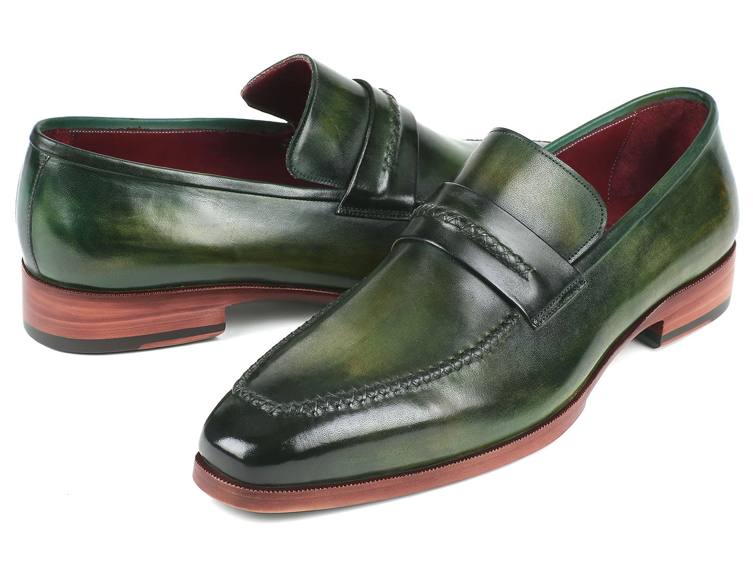 Paul Parkman Men's Loafer Shoes Green (ID#068-GRN)