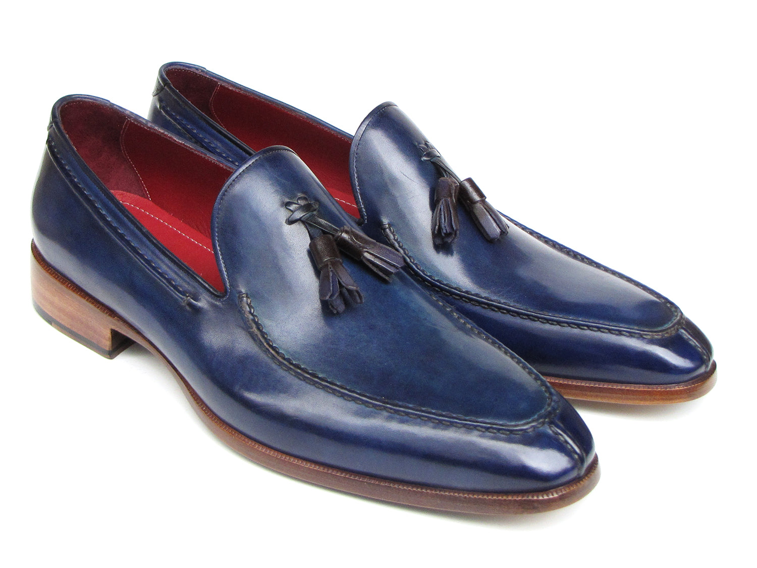 Paul Parkman Men's Tassel Loafer Blue Hand Painted Leather (ID#083-BLU)