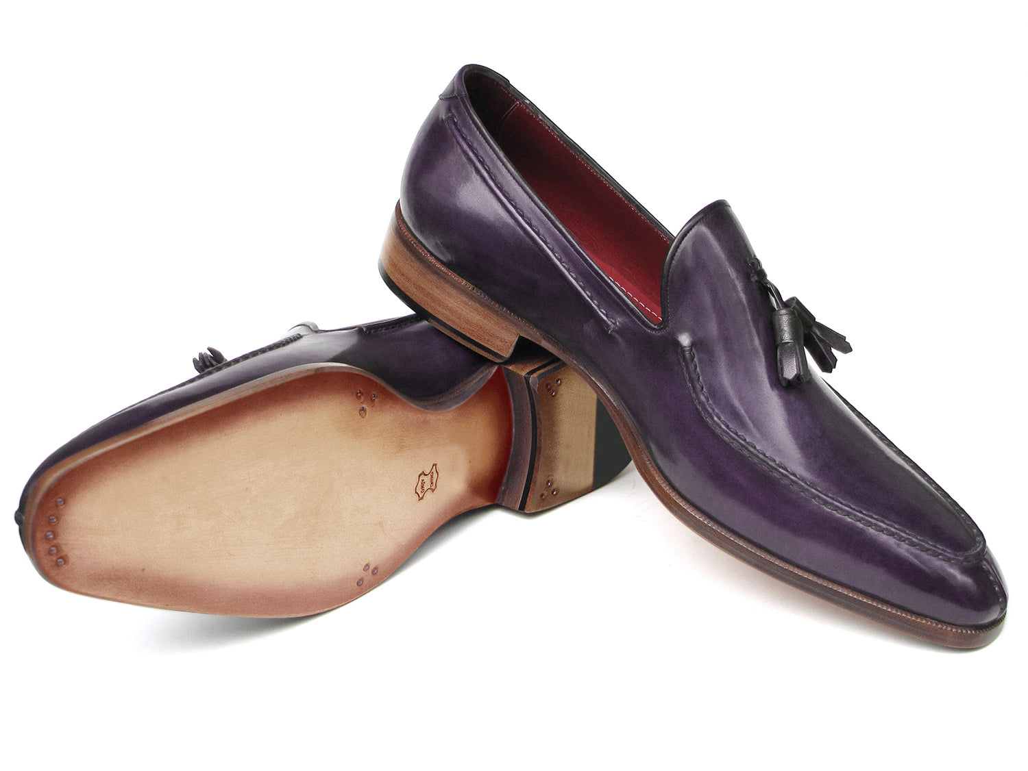 Paul Parkman Men's Tassel Loafer Purple Hand Painted Leather (ID#083-PURP)