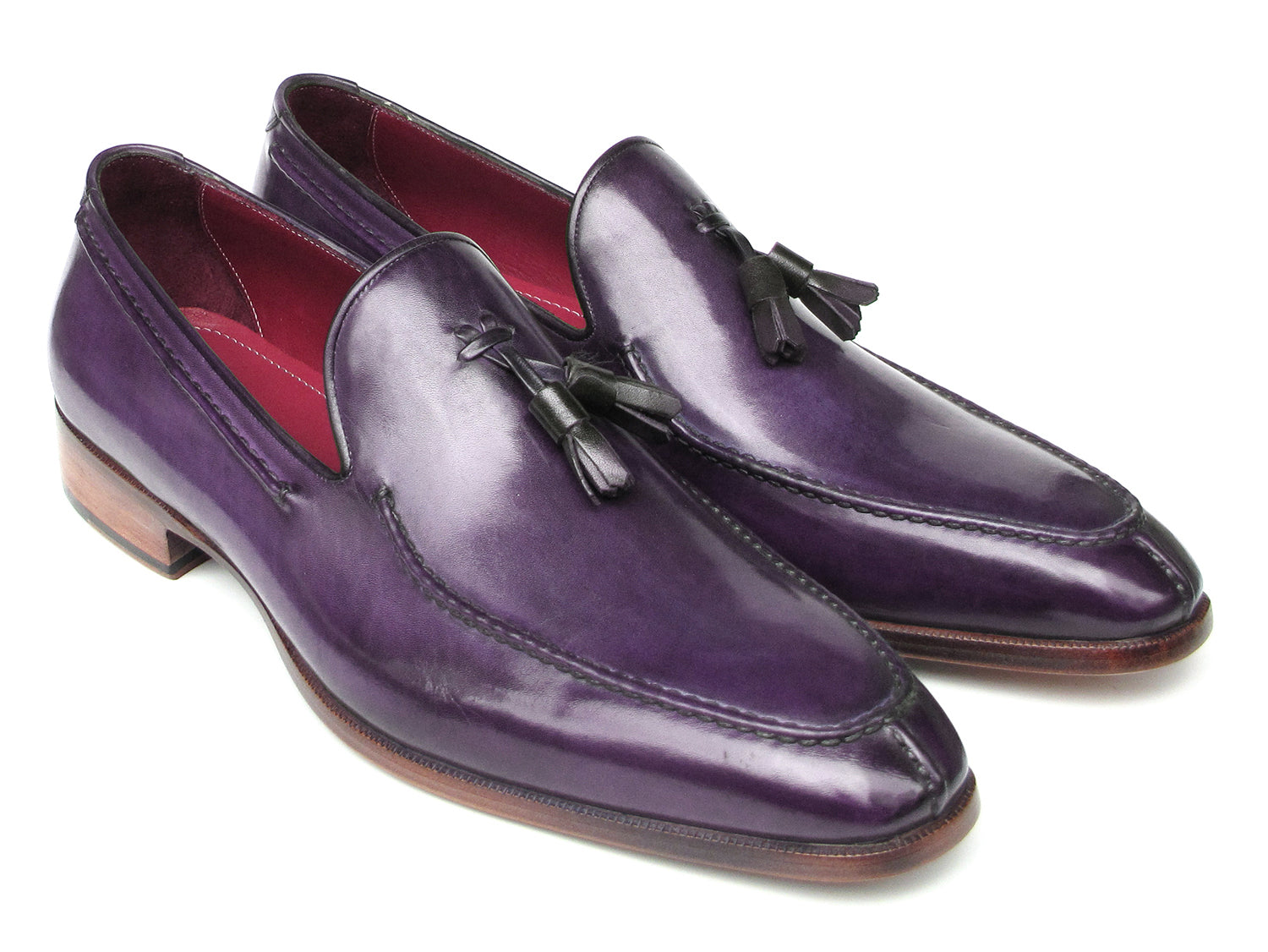 Paul Parkman Men's Tassel Loafer Purple Hand Painted Leather (ID#083-PURP)