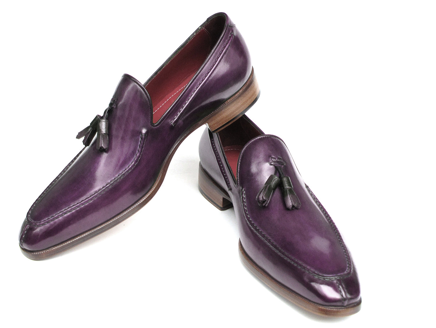 Paul Parkman Men's Tassel Loafer Purple Hand Painted Leather (ID#083-PURP)