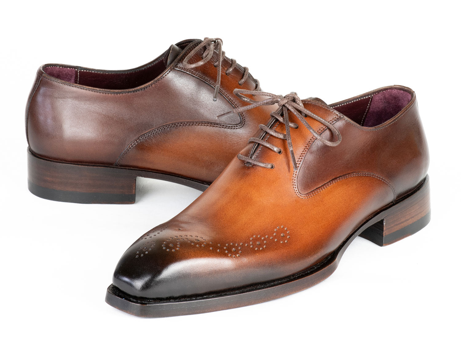 Paul Parkman Goodyear Welted Punched Oxfords Brown & Camel (ID#5364-BRC)