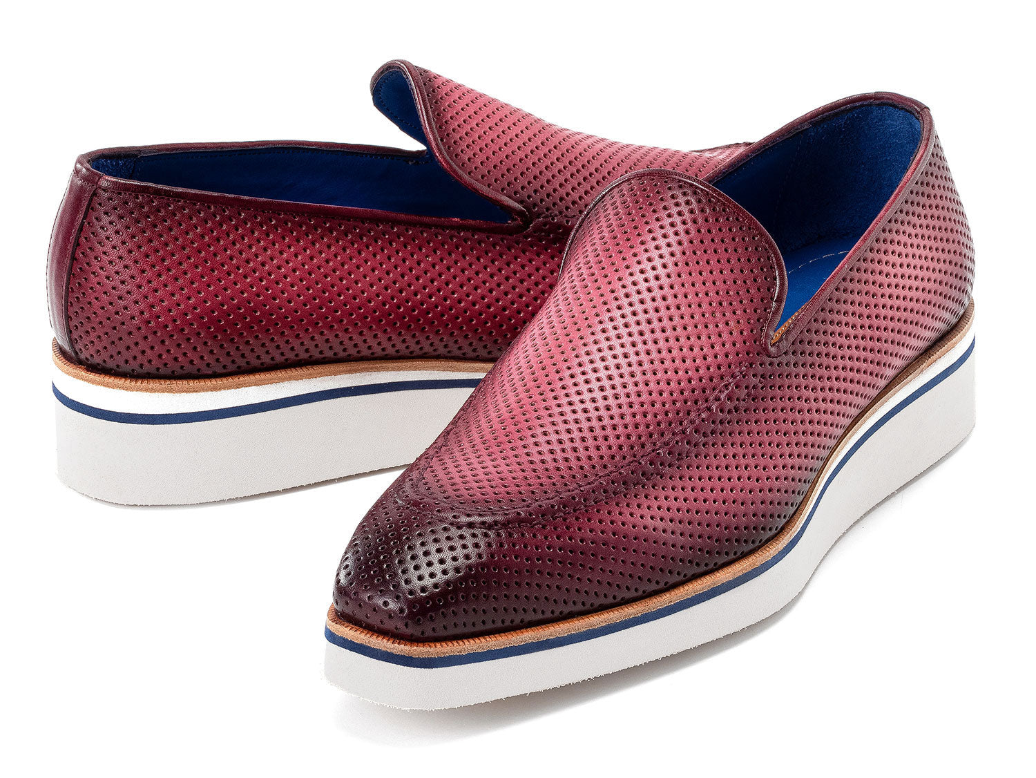 Paul Parkman Men's Smart Casual Perforated Leather Loafers Purple (ID#186-PR-PUR)