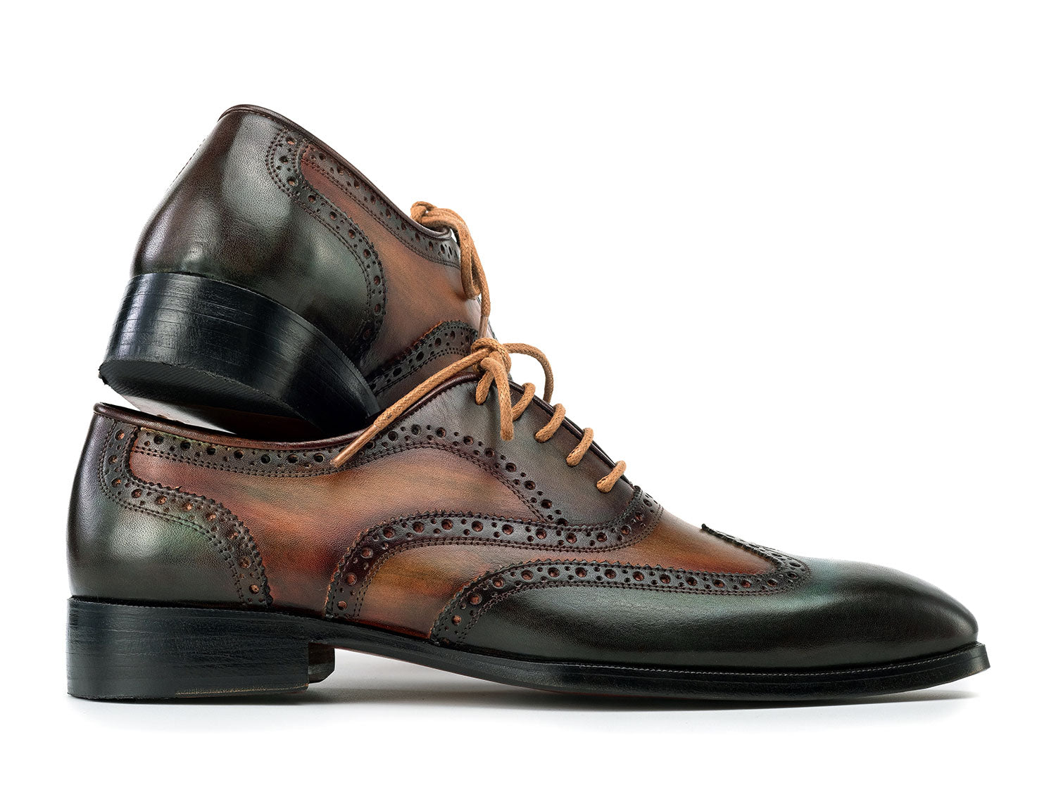 Paul Parkman Wingtip Oxfords Green Hand-painted Calfskin (ID#228-GRN)
