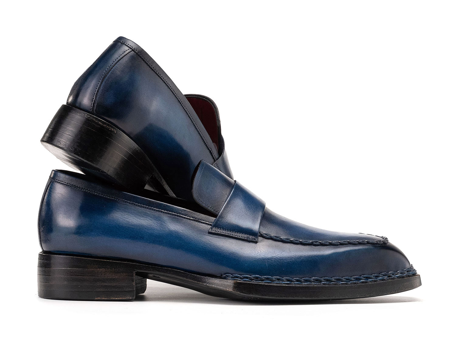 Paul Parkman Men's Norwegian Welted Loafers Blue Patina (ID#8503-BLU)