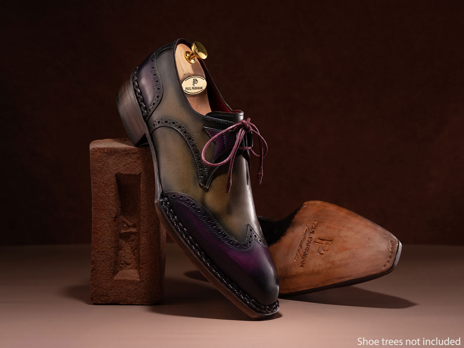 Paul Parkman Norwegian Welted Wingtip Men's Dress Shoes Purple & Olive (ID#8505-PRP)