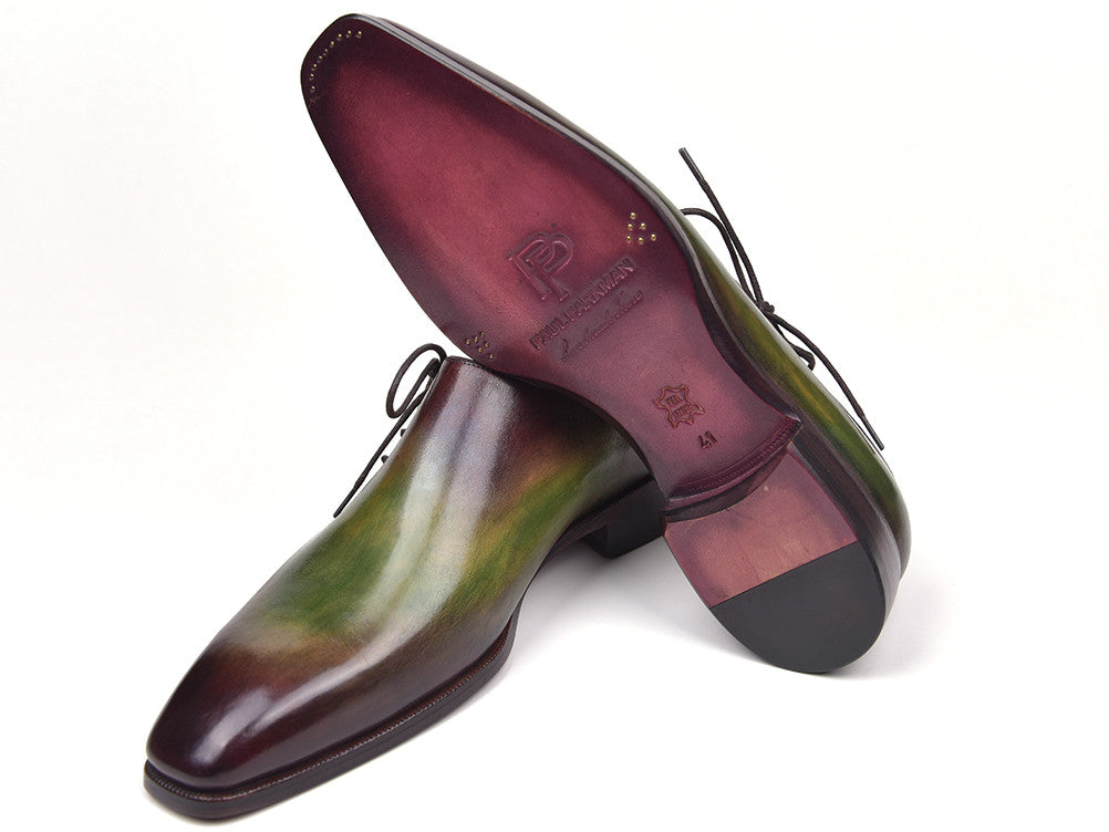 Paul Parkman Side Lace Oxfords Green & Bordeaux (ID#885F74)