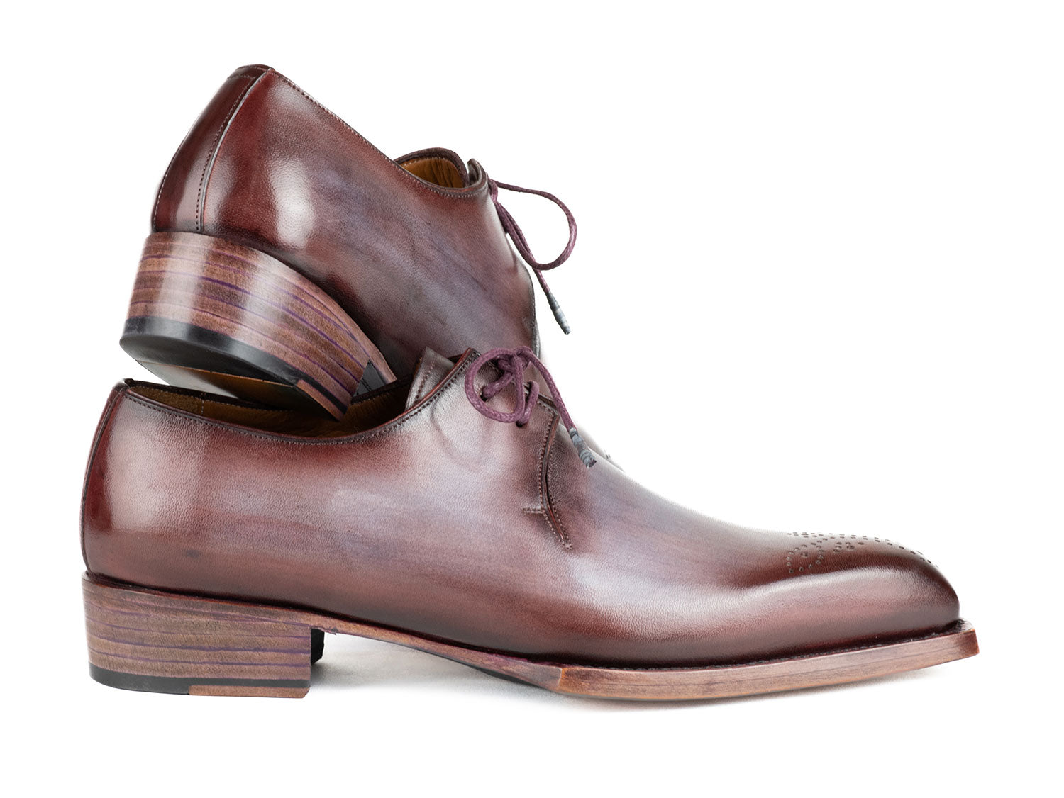 Paul Parkman Goodyear Welted Derby Shoes Ice Blue & Bordeaux (ID#468G61)