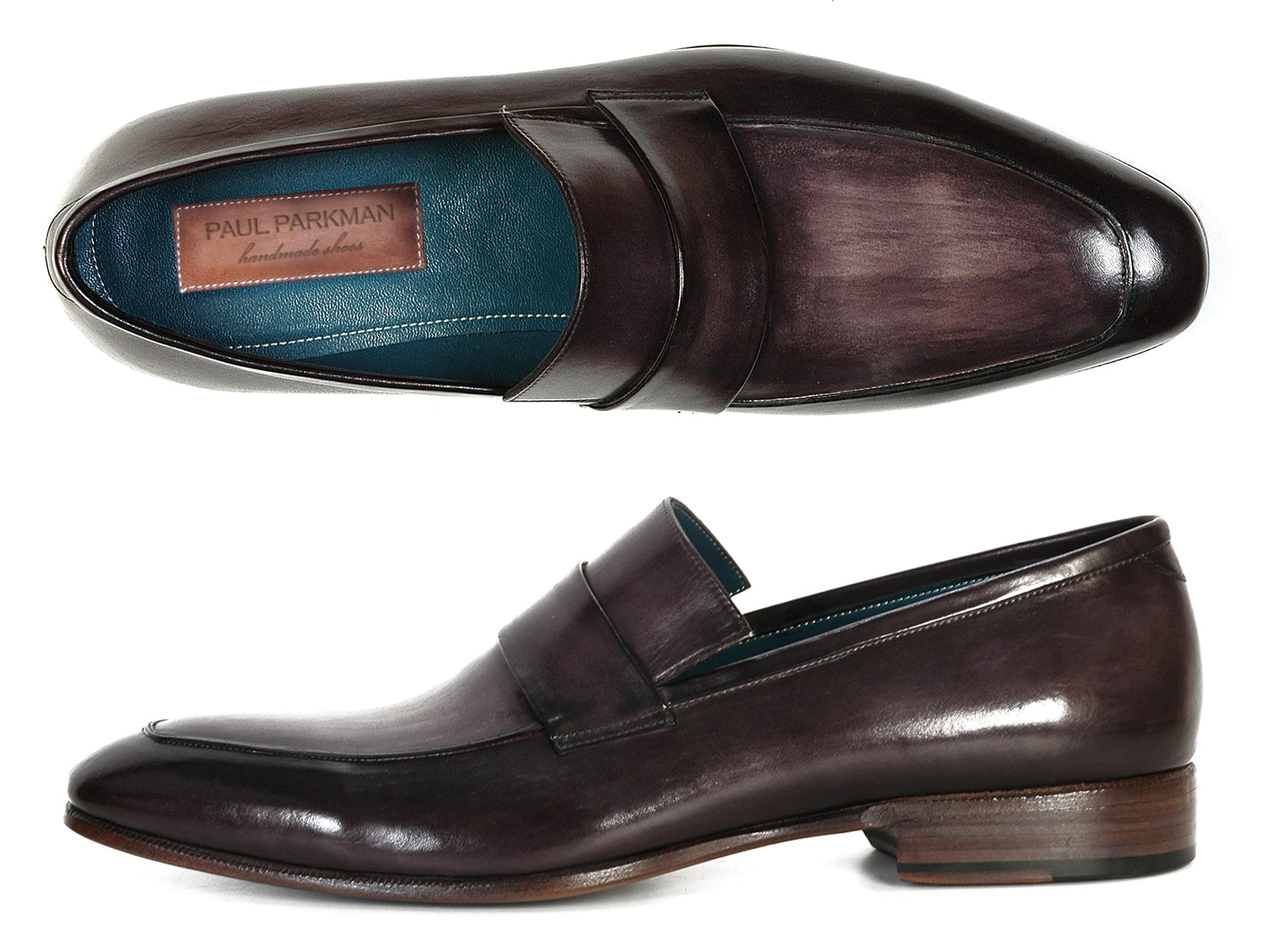 Paul Parkman Men's Loafer Black & Gray Hand-Painted Leather Upper with Leather Sole (ID#093-GRAY)