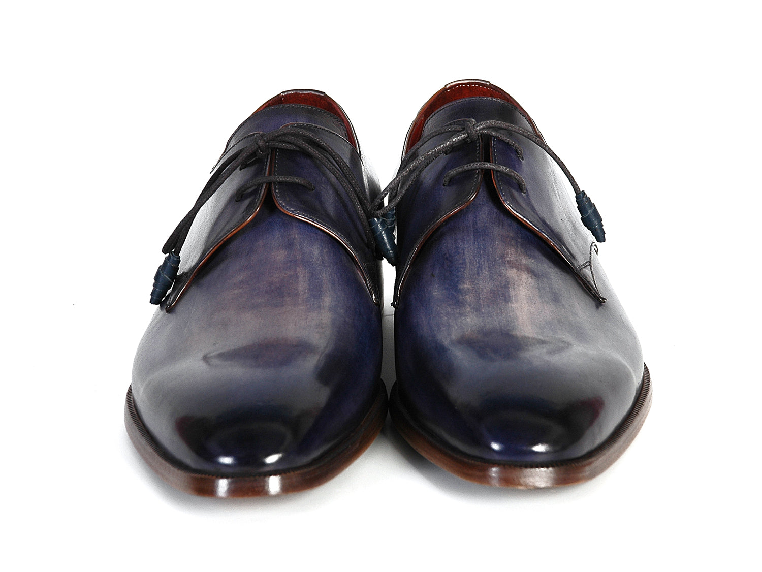 Paul Parkman Men's Blue & Navy Hand-Painted Derby Shoes (ID#PP2279)
