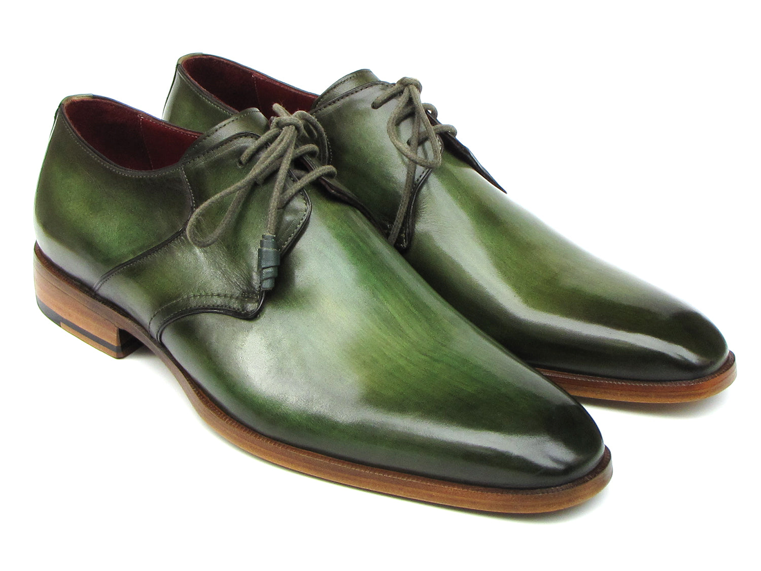 Paul Parkman Green HandPainted Derby Shoes (ID#059-GREEN)