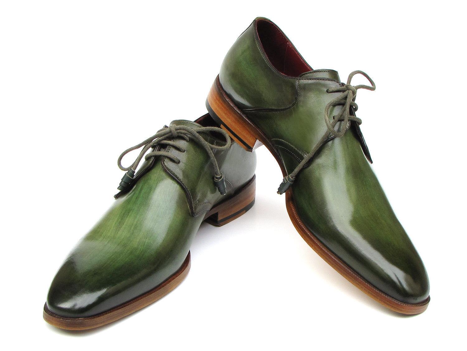 Paul Parkman Green HandPainted Derby Shoes (ID#059-GREEN)