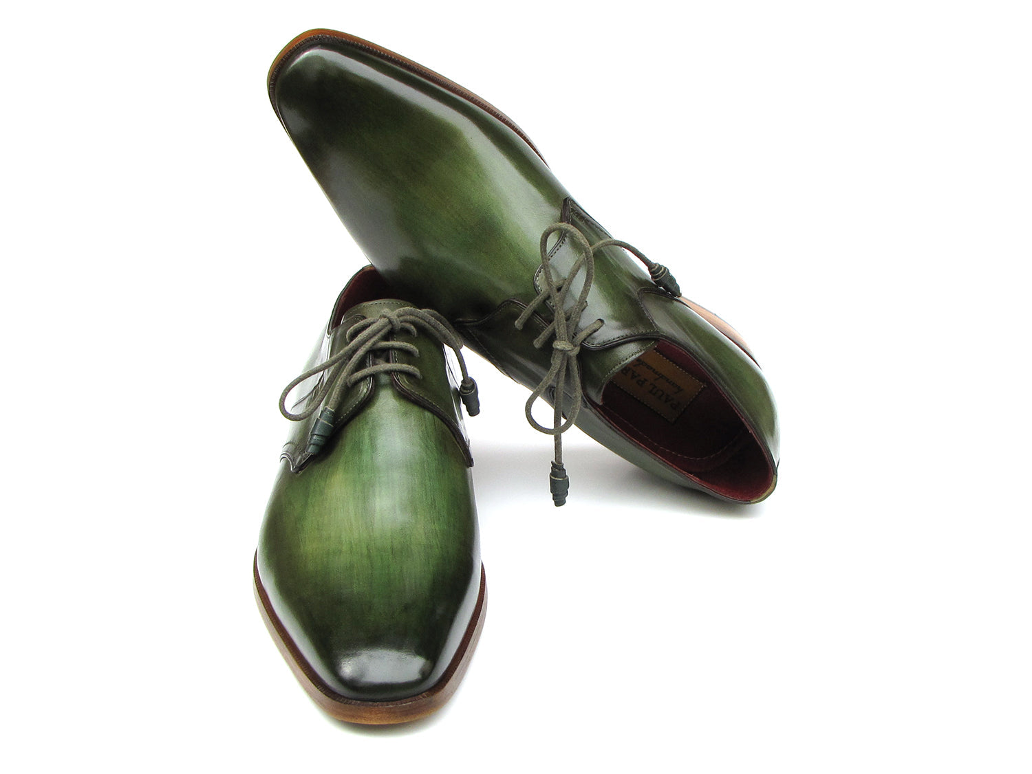 Paul Parkman Green HandPainted Derby Shoes (ID#059-GREEN)