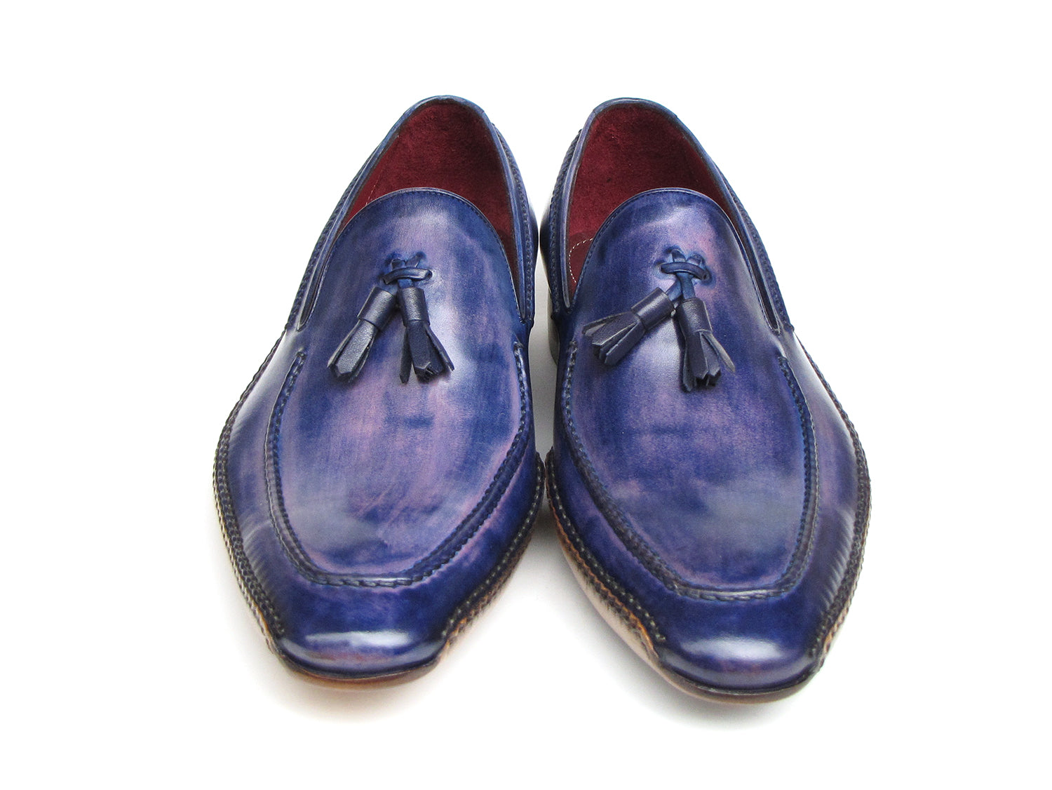 Paul Parkman Men's Side Handsewn Tassel Loafer Blue & Purple (ID#082-BLU-PURP)