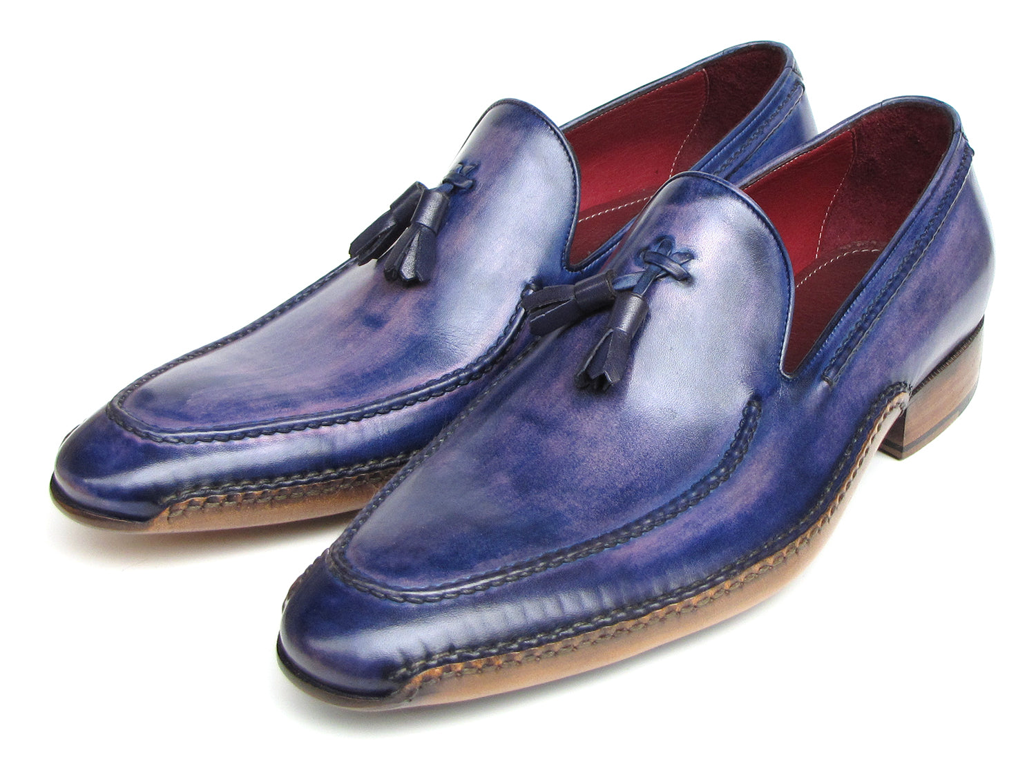 Paul Parkman Men's Side Handsewn Tassel Loafer Blue & Purple (ID#082-BLU-PURP)