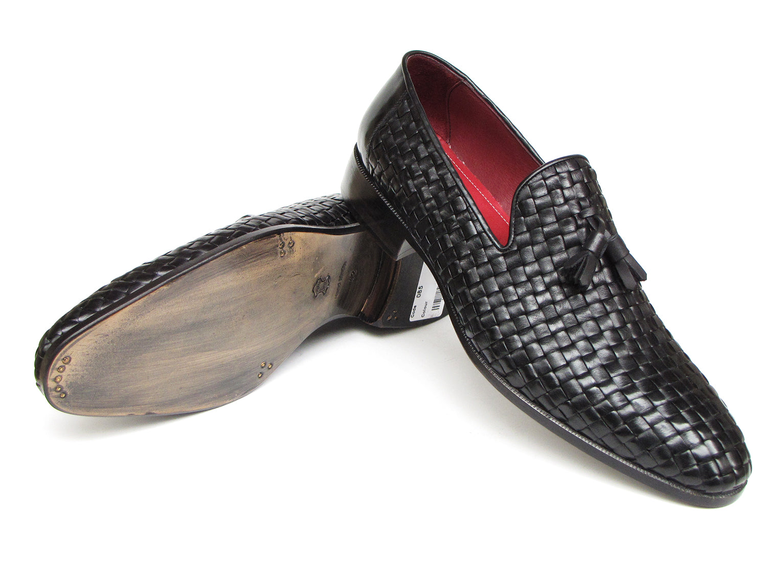 Paul Parkman Men's Tassel Loafer Black Woven Leather (ID#085-BLK)