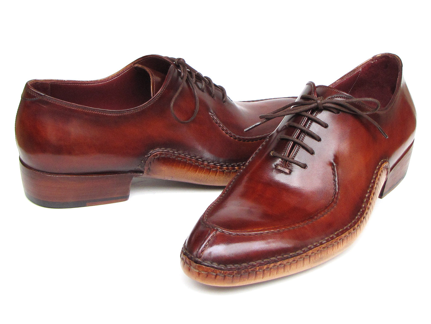 Paul Parkman Men's Side Handsewn Split-toe Burgundy Oxfords (ID#054-BUR)