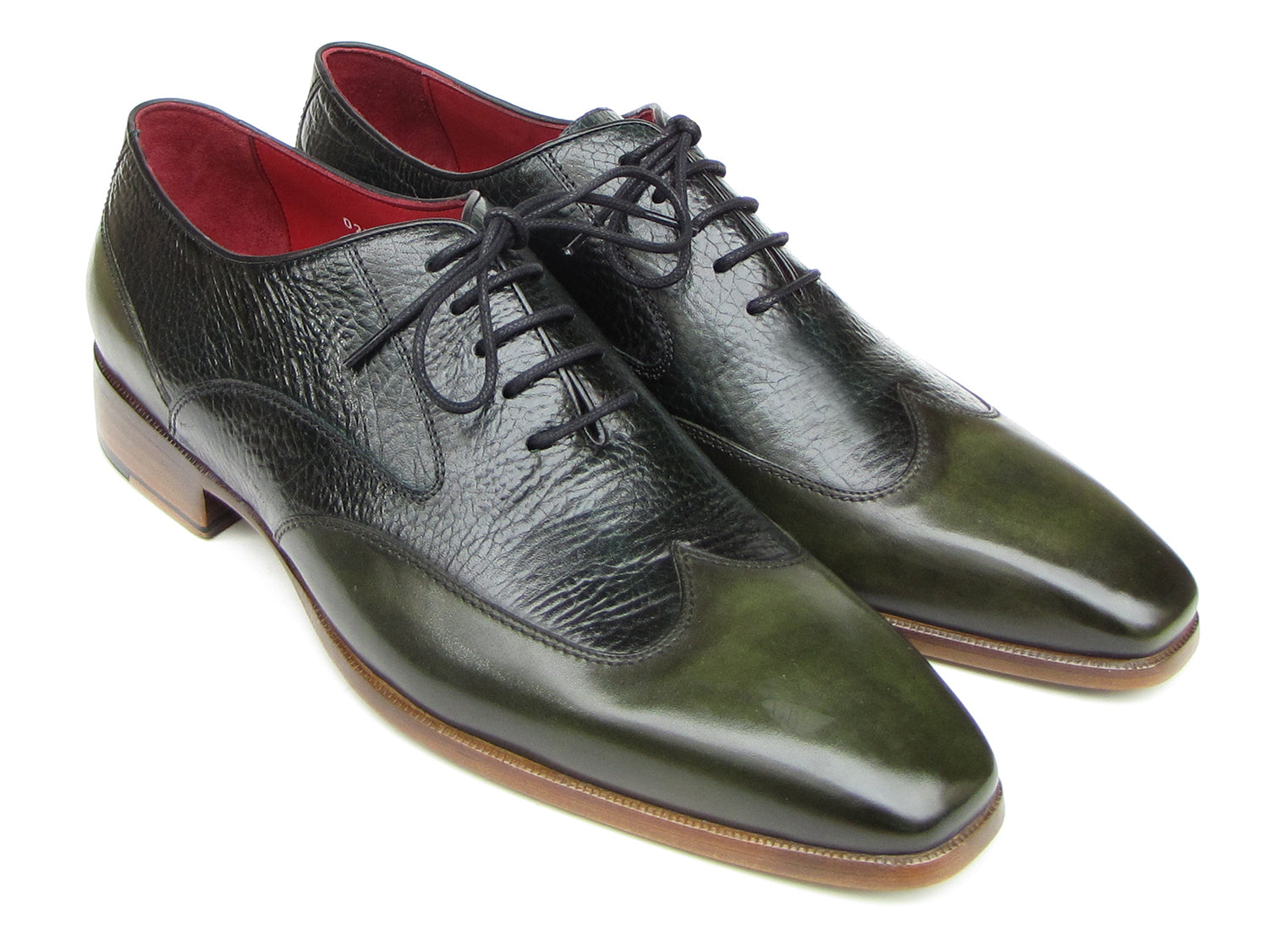 Paul Parkman Men's Wingtip Oxford Floater Leather Green (ID#023-GREEN)