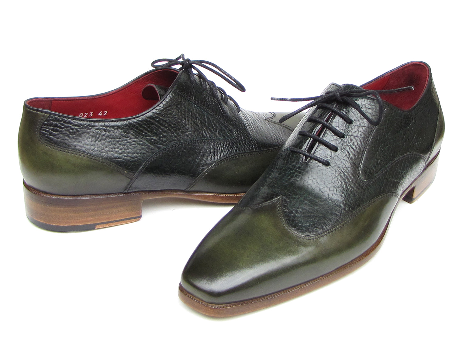 Paul Parkman Men's Wingtip Oxford Floater Leather Green (ID#023-GREEN)