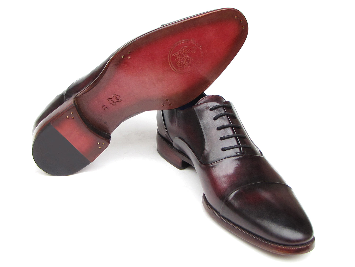 Paul Parkman Men's Captoe Oxfords Black Purple Shoes (ID#074-PURP-BLK)
