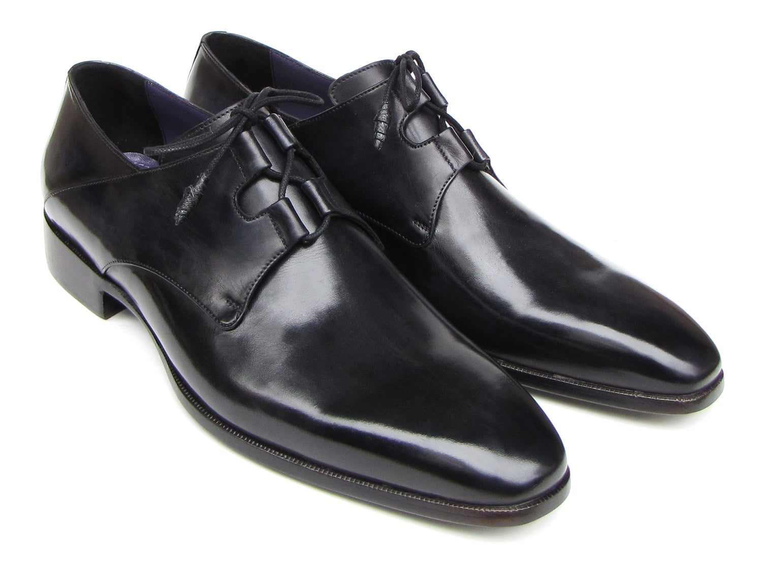 Paul Parkman Men's Ghillie Lacing Plain Toe Black Shoes (ID#076-BLK)