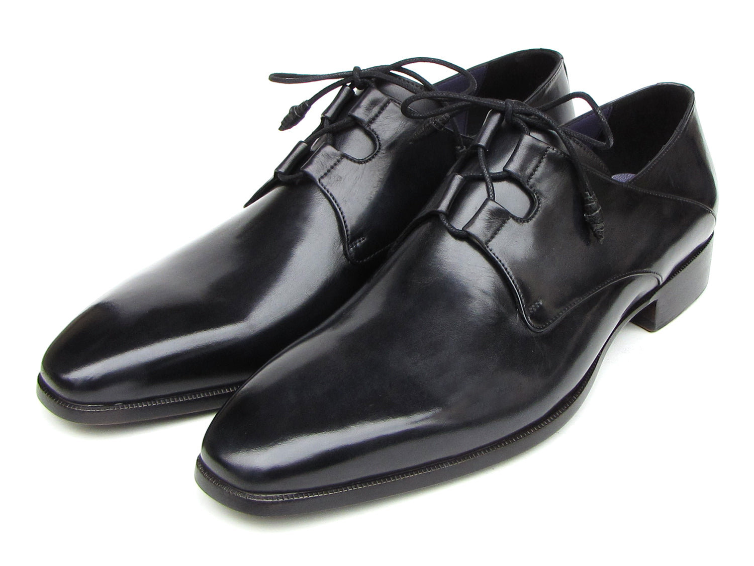 Paul Parkman Men's Ghillie Lacing Plain Toe Black Shoes (ID#076-BLK)