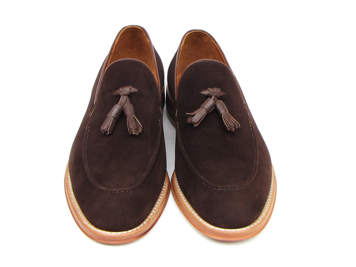 Paul Parkman Men's Tassel Loafer Brown Suede Shoes (ID#087-BRW)