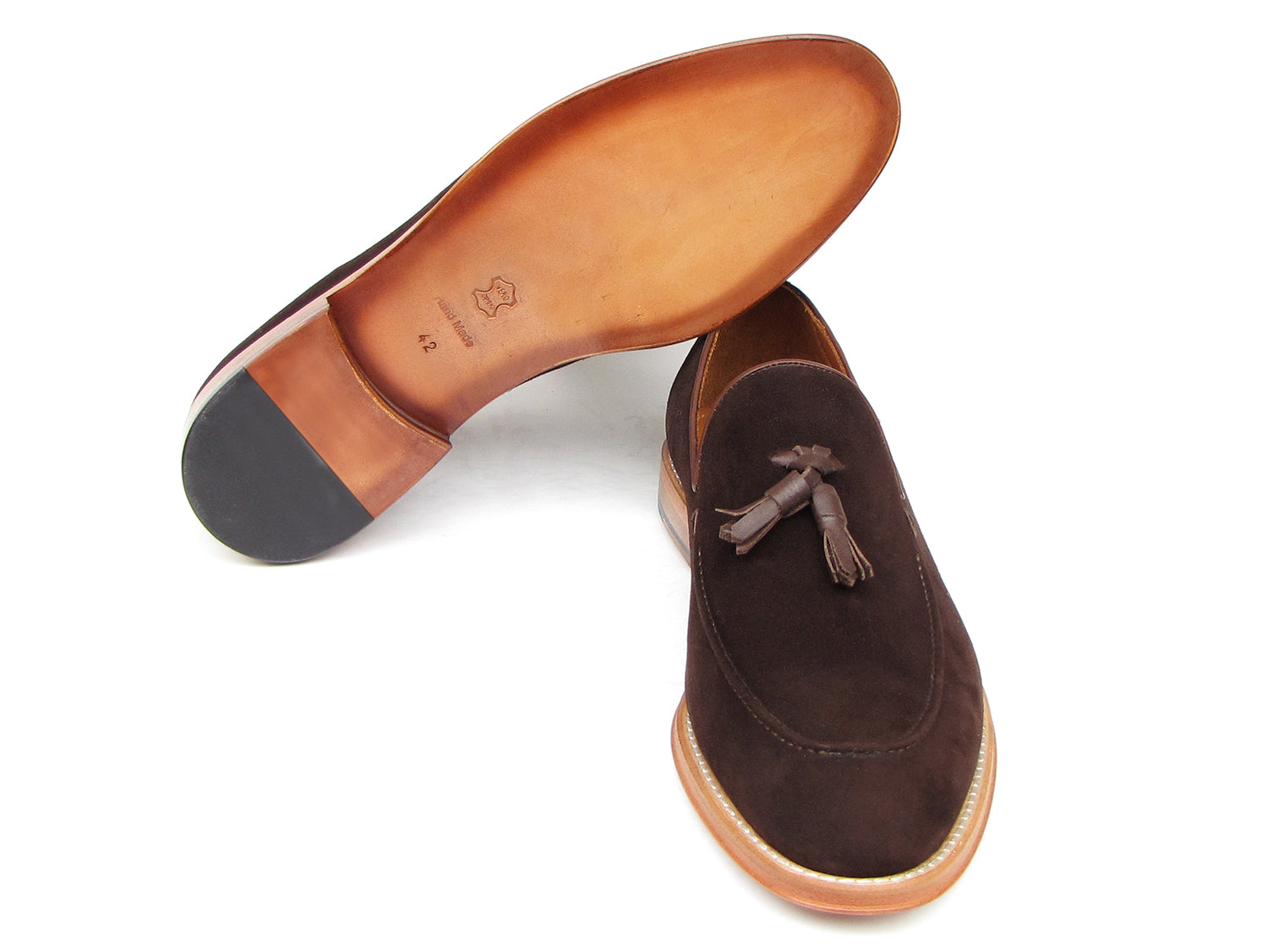 Paul Parkman Men's Tassel Loafer Brown Suede Shoes (ID#087-BRW)