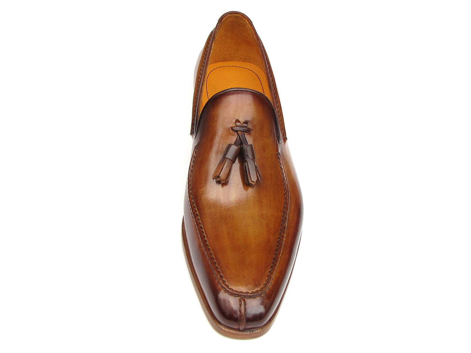 Paul Parkman Men's Tassel Loafer Camel & Brown Hand-Painted (ID#083-CML)