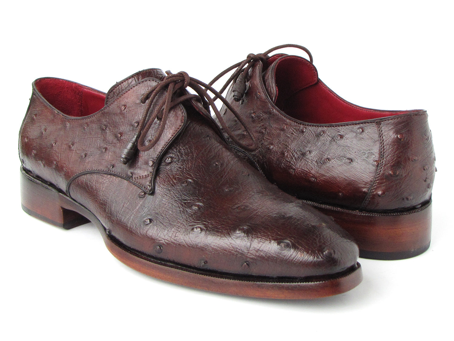 Paul Parkman Men's Brown Genuine Ostrich Derby Shoes (ID#33B76-BRW)