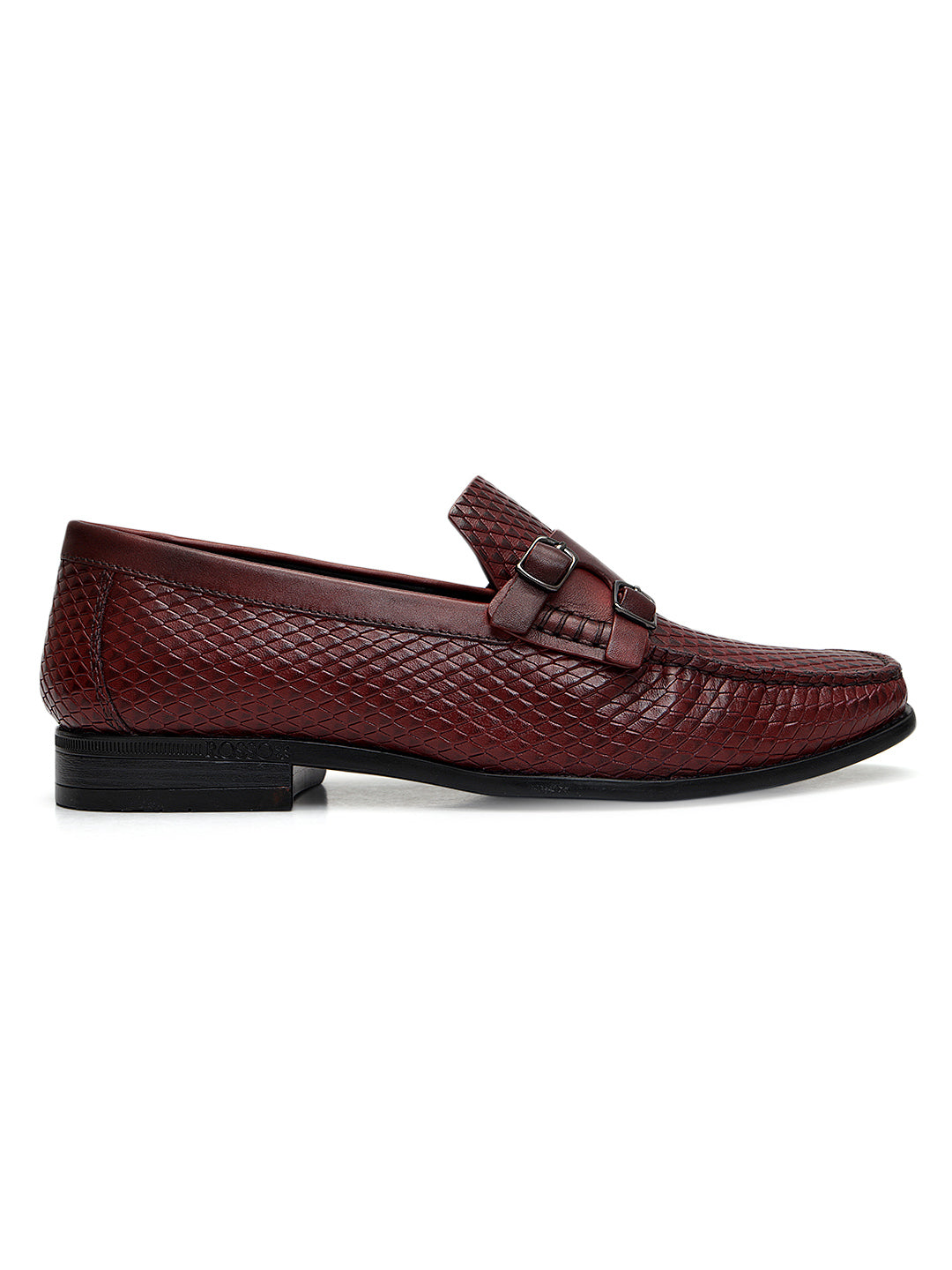 Burgundy Dual-Buckle Loafers