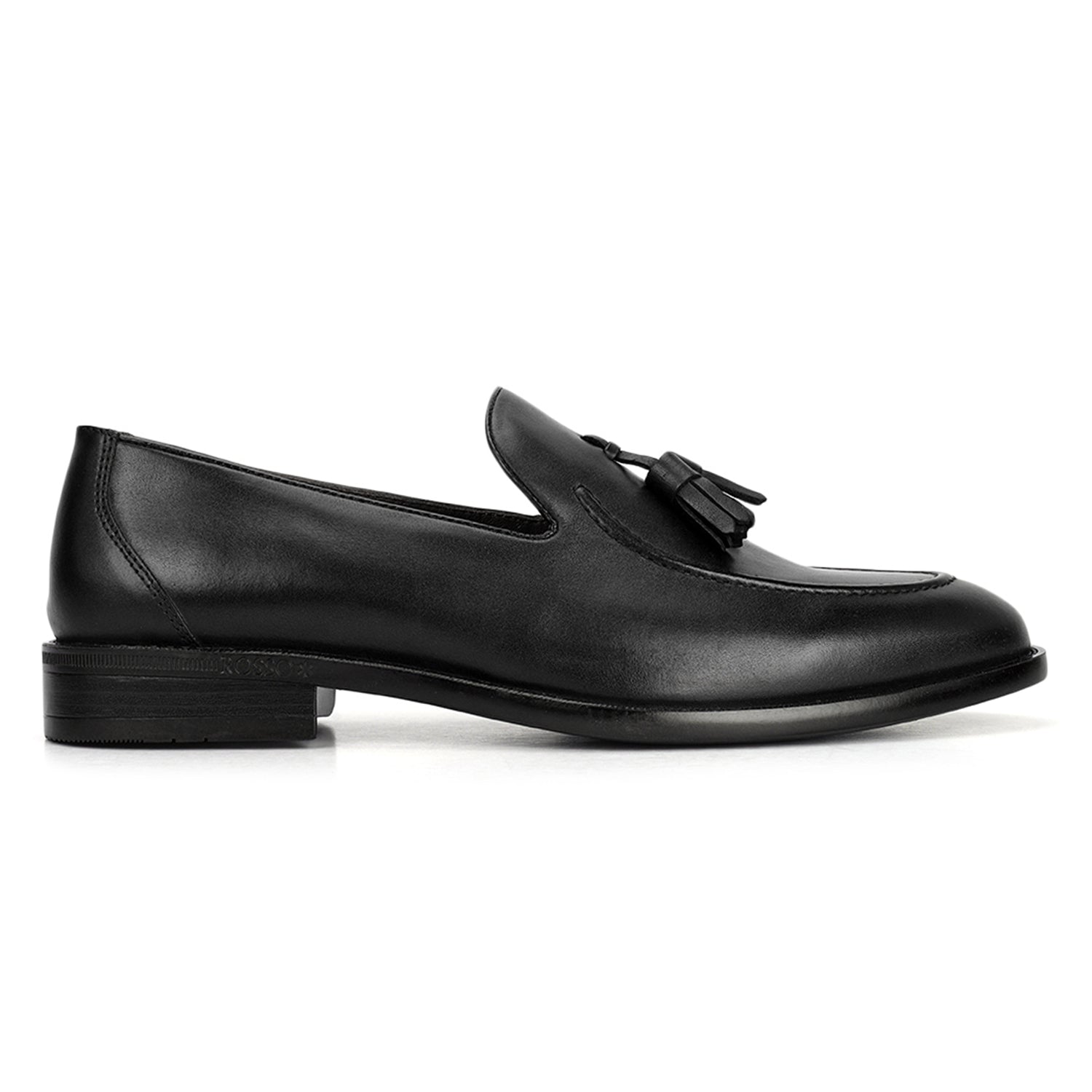 Black Leather Loafers With Tassels