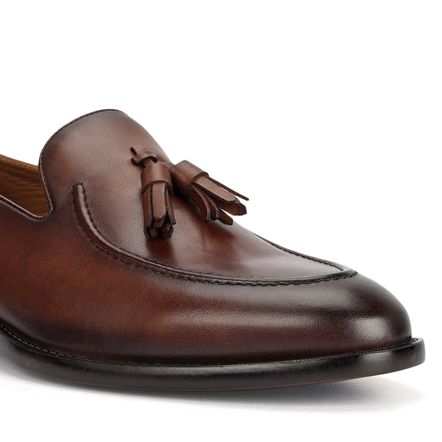 Brown Leather Loafers With Tassels