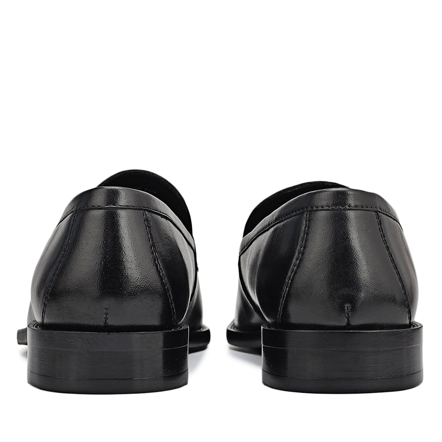 Black Croco Textured Loafers With Tassels
