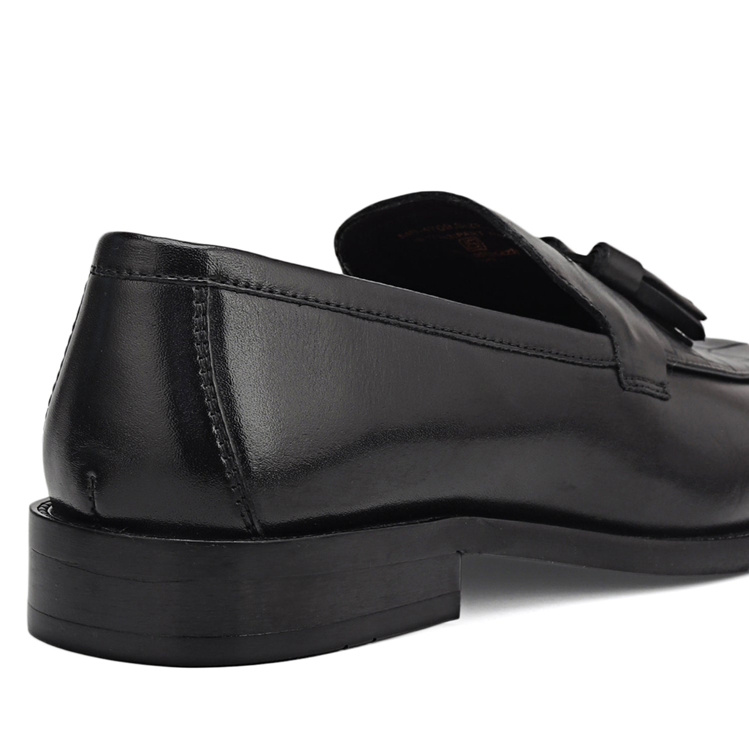 Black Croco Textured Loafers With Tassels