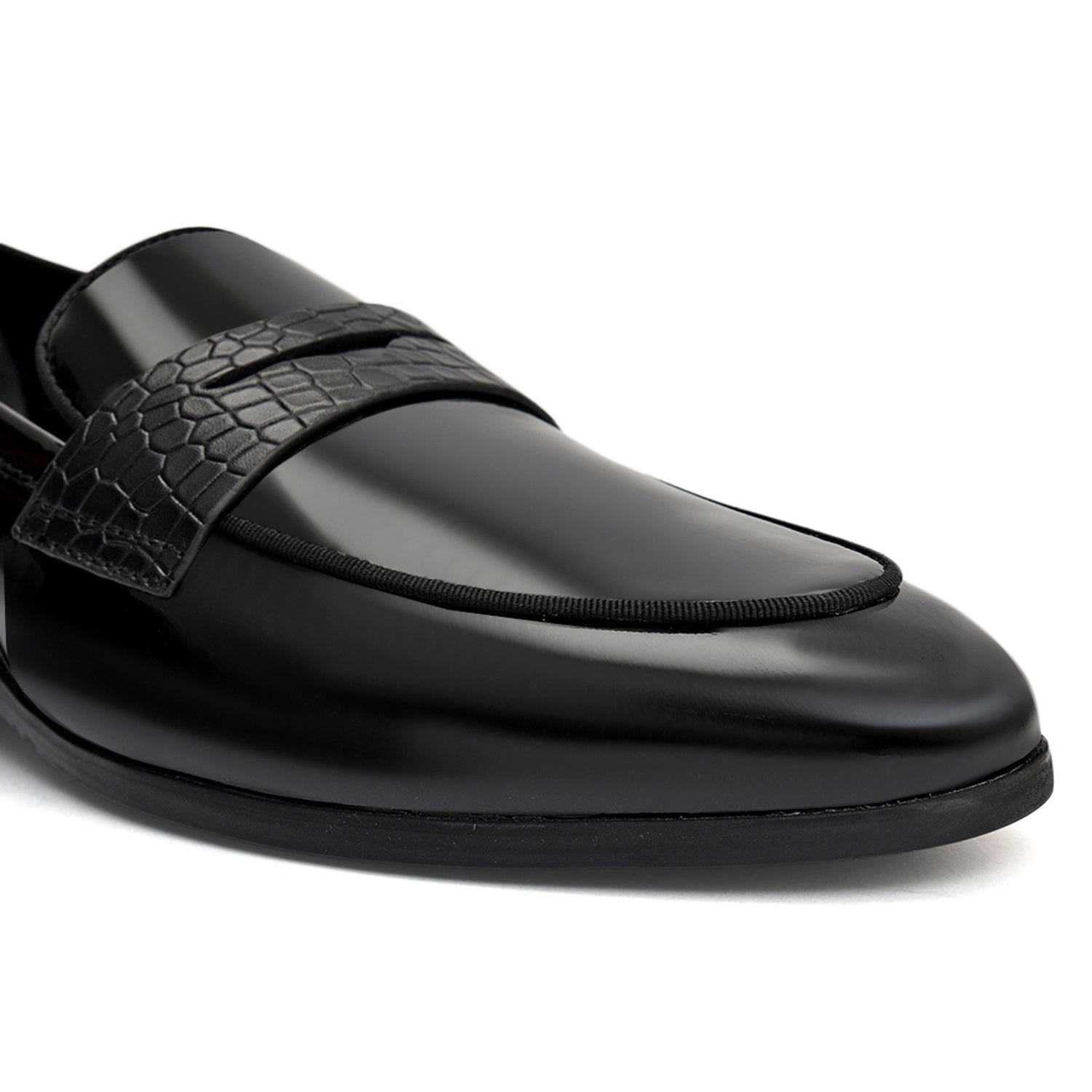 Black Croco Trim Loafers
