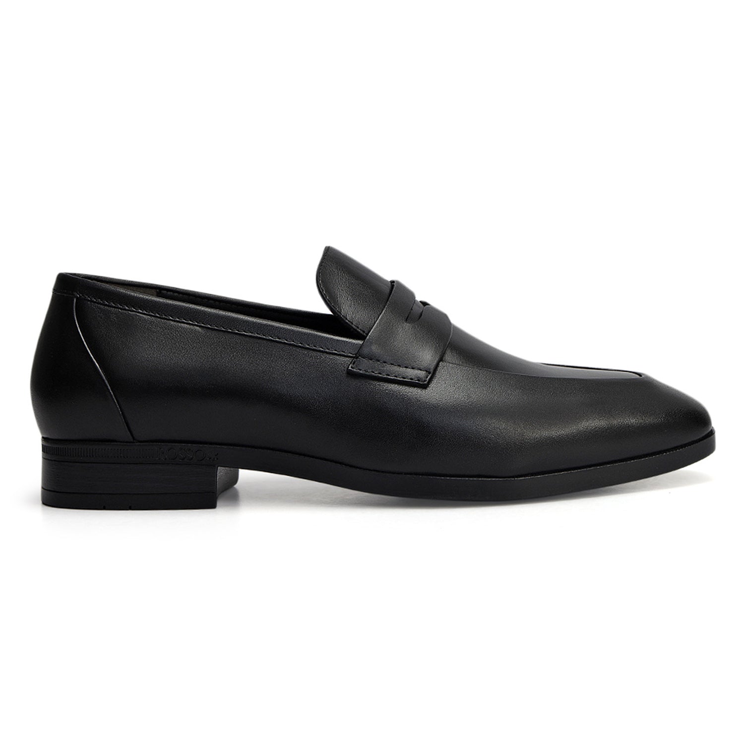 Black Leather Loafers With Panel