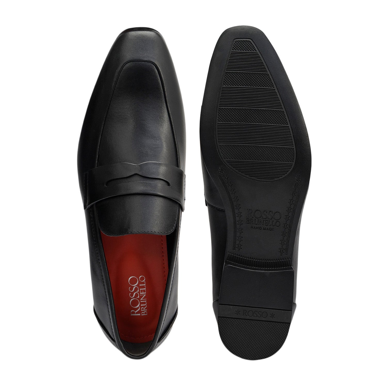Black Leather Loafers With Panel