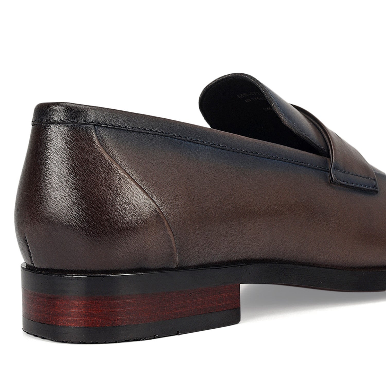Grey Leather Loafers With Panel