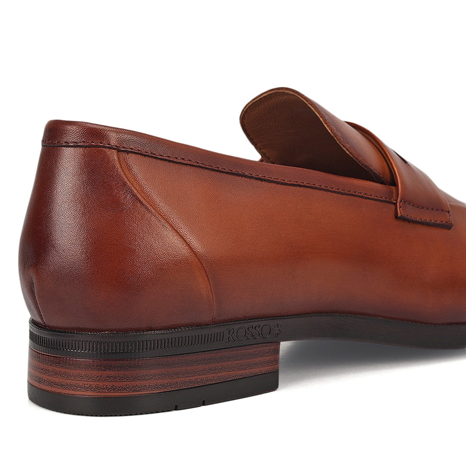 Tan Leather Loafers With Panel