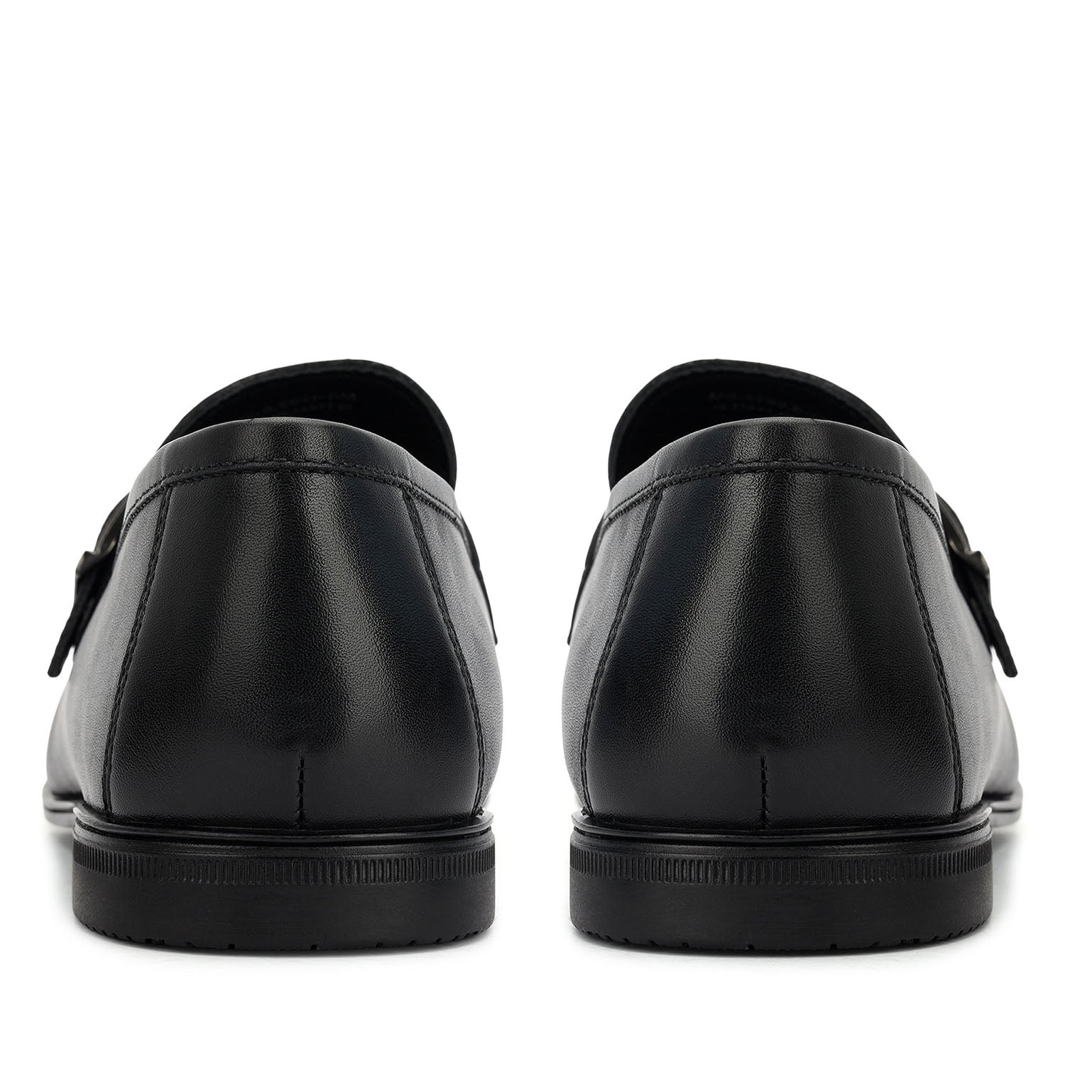 Black Leather Loafers With Buckle Detail