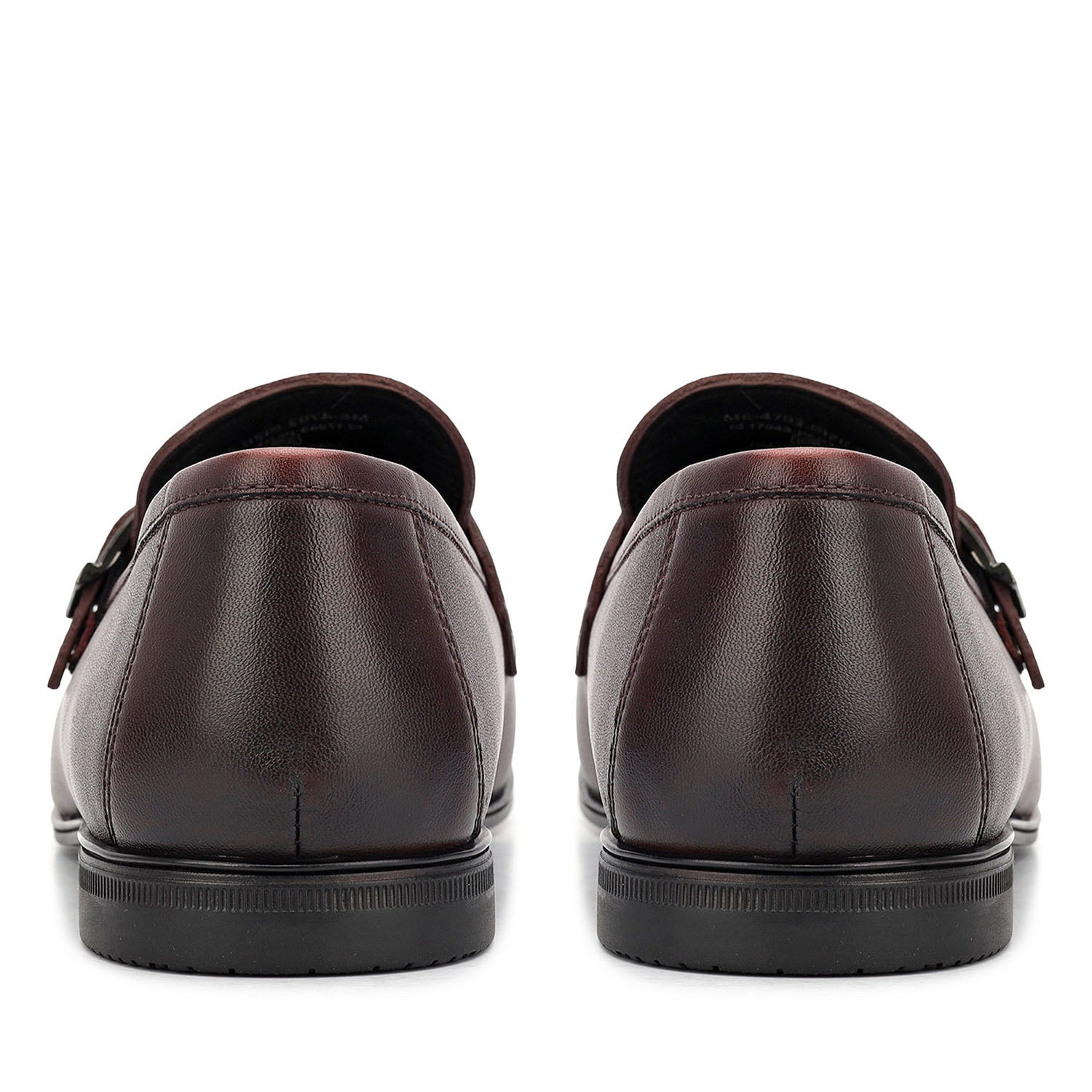 Burgundy Leather Loafers With Buckle Detail