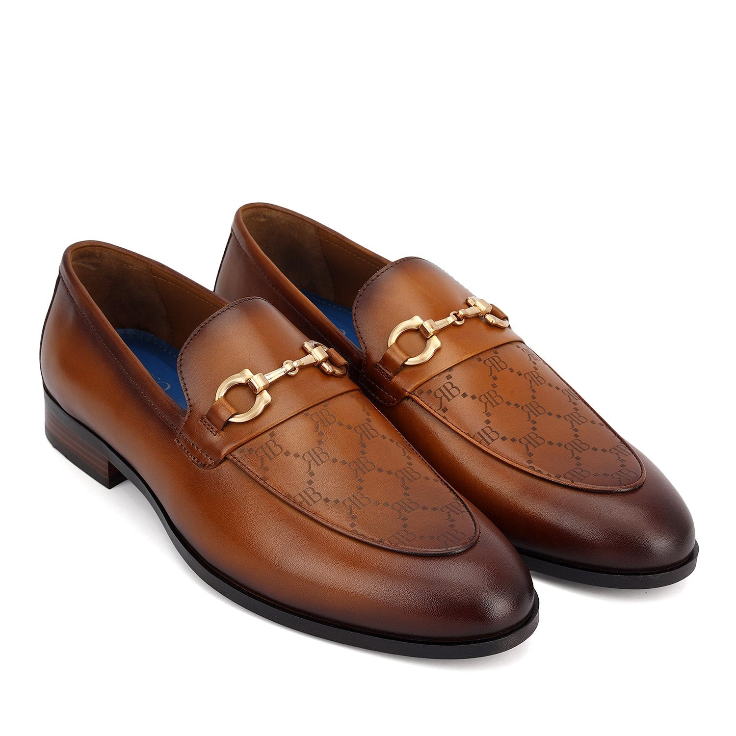 Tan Monogram Leather Loafers