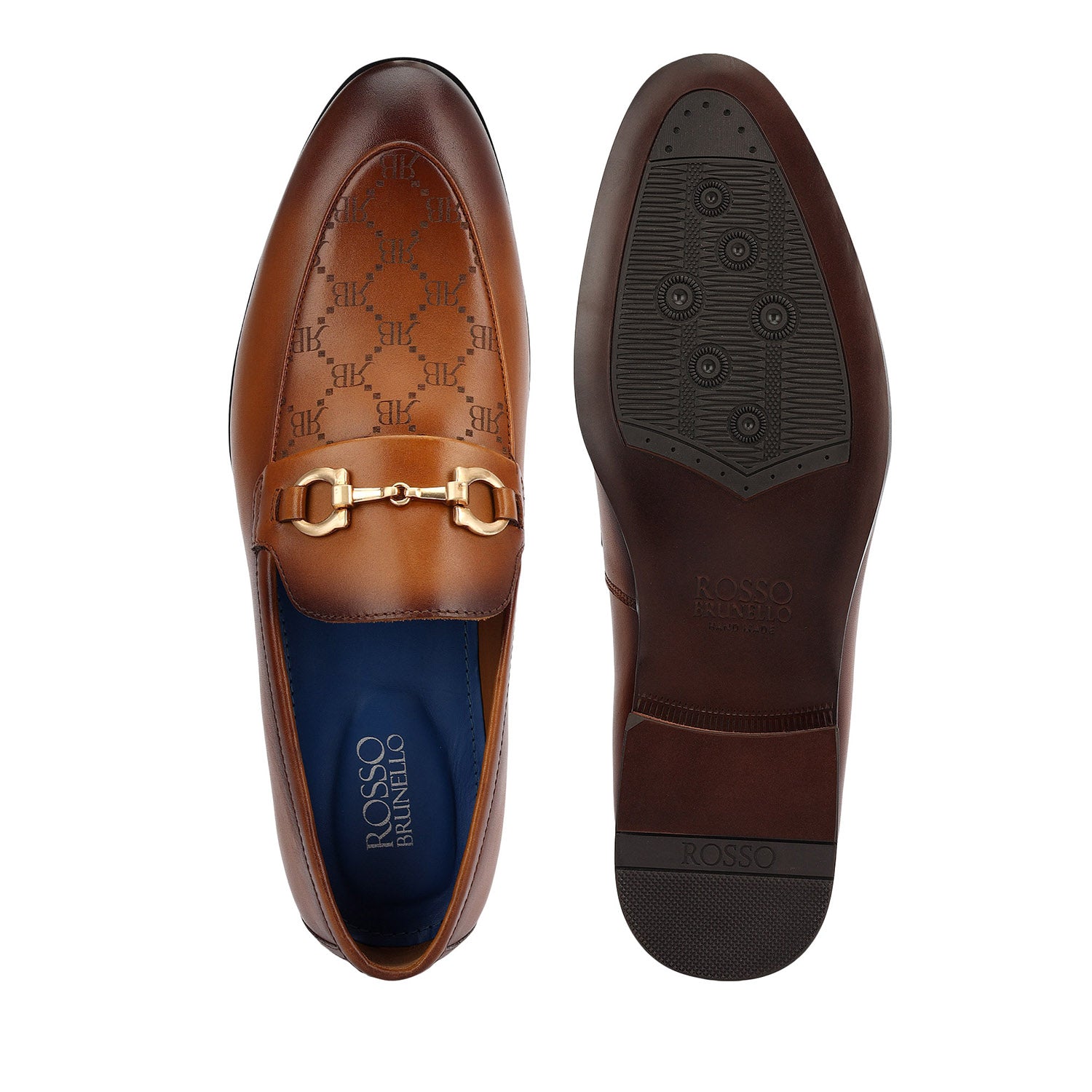 Tan Monogram Leather Loafers