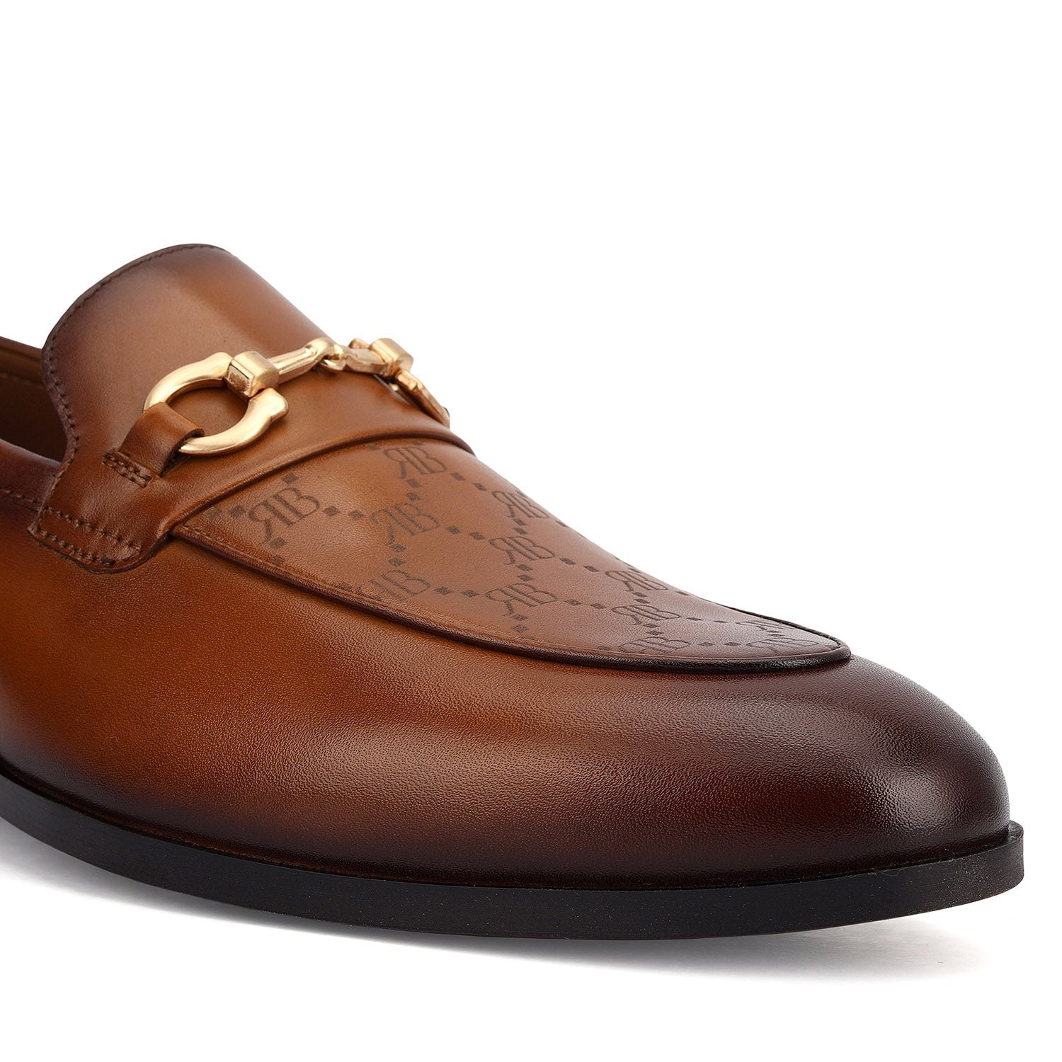 Tan Monogram Leather Loafers