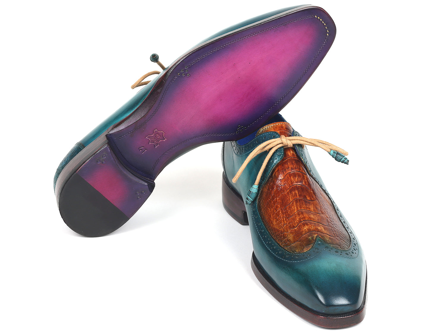 Paul Parkman Genuine Ostrich Leg & Calfskin Derby Shoes (ID#788GY74)