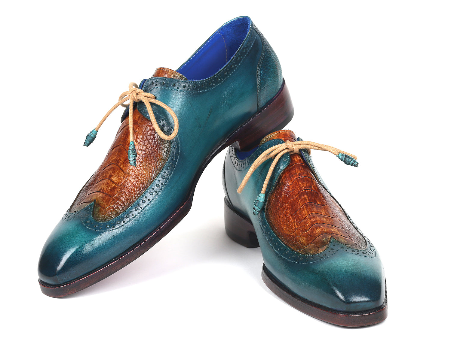 Paul Parkman Genuine Ostrich Leg & Calfskin Derby Shoes (ID#788GY74)