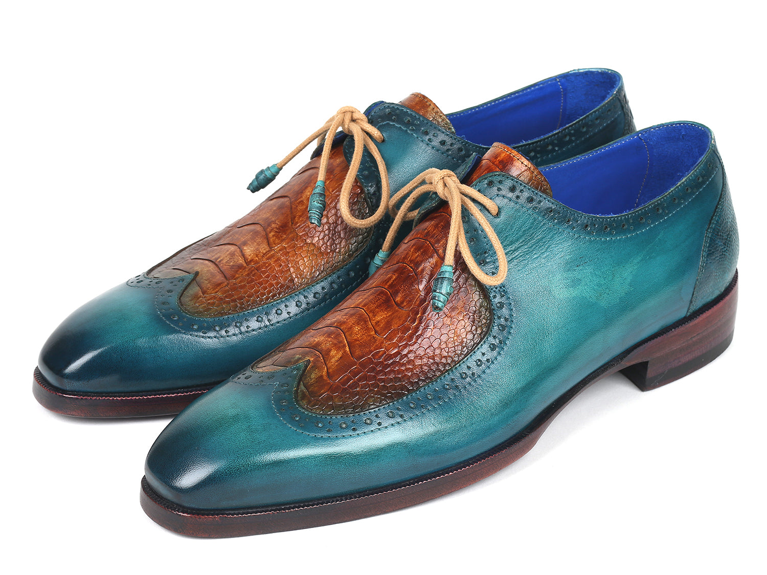 Paul Parkman Genuine Ostrich Leg & Calfskin Derby Shoes (ID#788GY74)